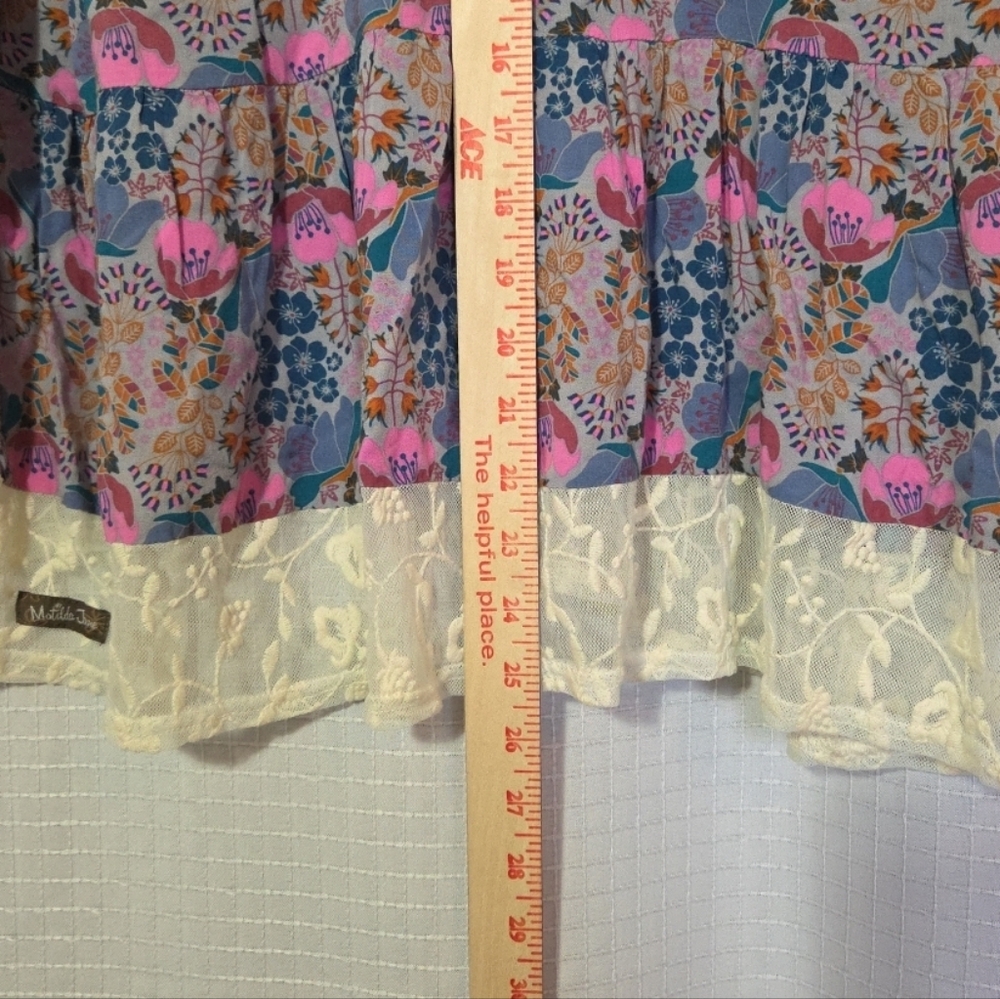 Matilda Jane Pink & Blue Floral Lace-Front Boho Tunic Size Large - Picture 5 of 9